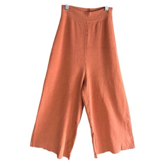 Stella McCartney Pants - STELLA MCCARTNEY Wide Leg Cropped Knit Pants Burnt Orange